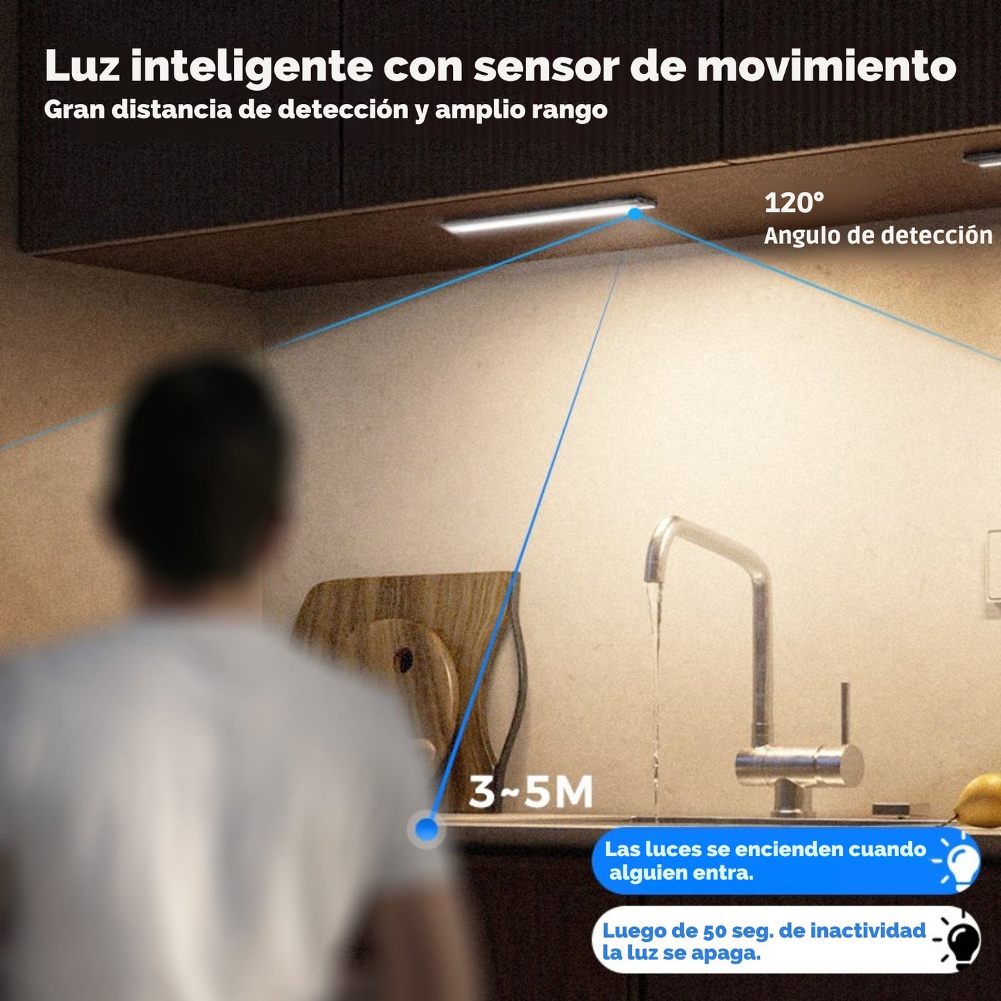 Barra LED Recargable con Sensor de Movimiento y Control | 60cm