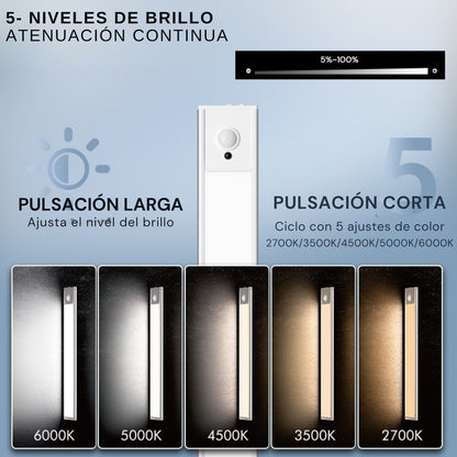 Barra LED Recargable con Sensor de Movimiento y Control | 40cm